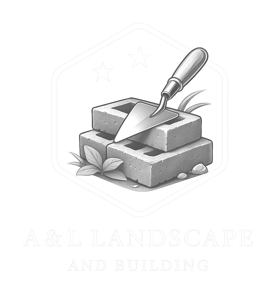 a & l landscaping and building logo upscaled transparent light greyscale